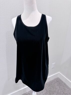 Women's Black Scoop Neck Velvet  Tank Top
